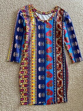 Multi-Color Boho Stripe Floral Bodycon Dress